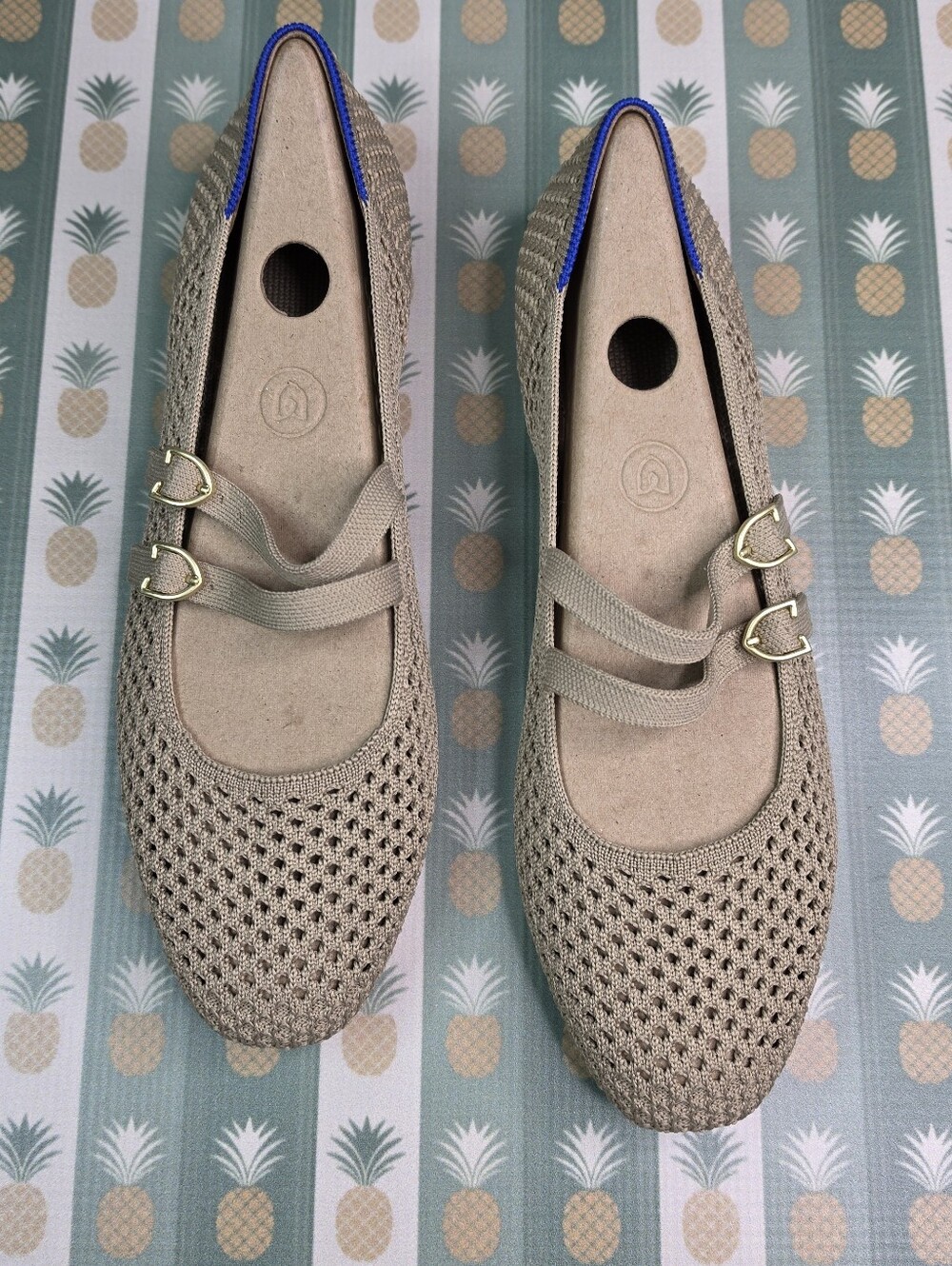 Rothys The Double Buckle Mary Jane in Dune Mesh - Picture 3 of 9